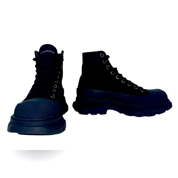 NIB ALEXANDER McQUEEN TREAD SLICK HIGH TOP SNEAKER BOOTS IN BLACK - Picture 7 of 12